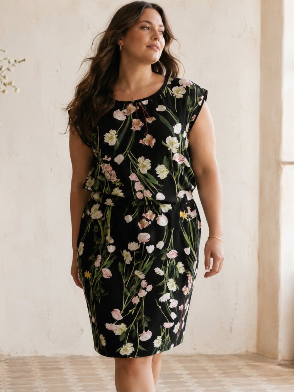 Victoria Beckham for Target Floral Dress 3X Black Sleeveless Midi Plus Size